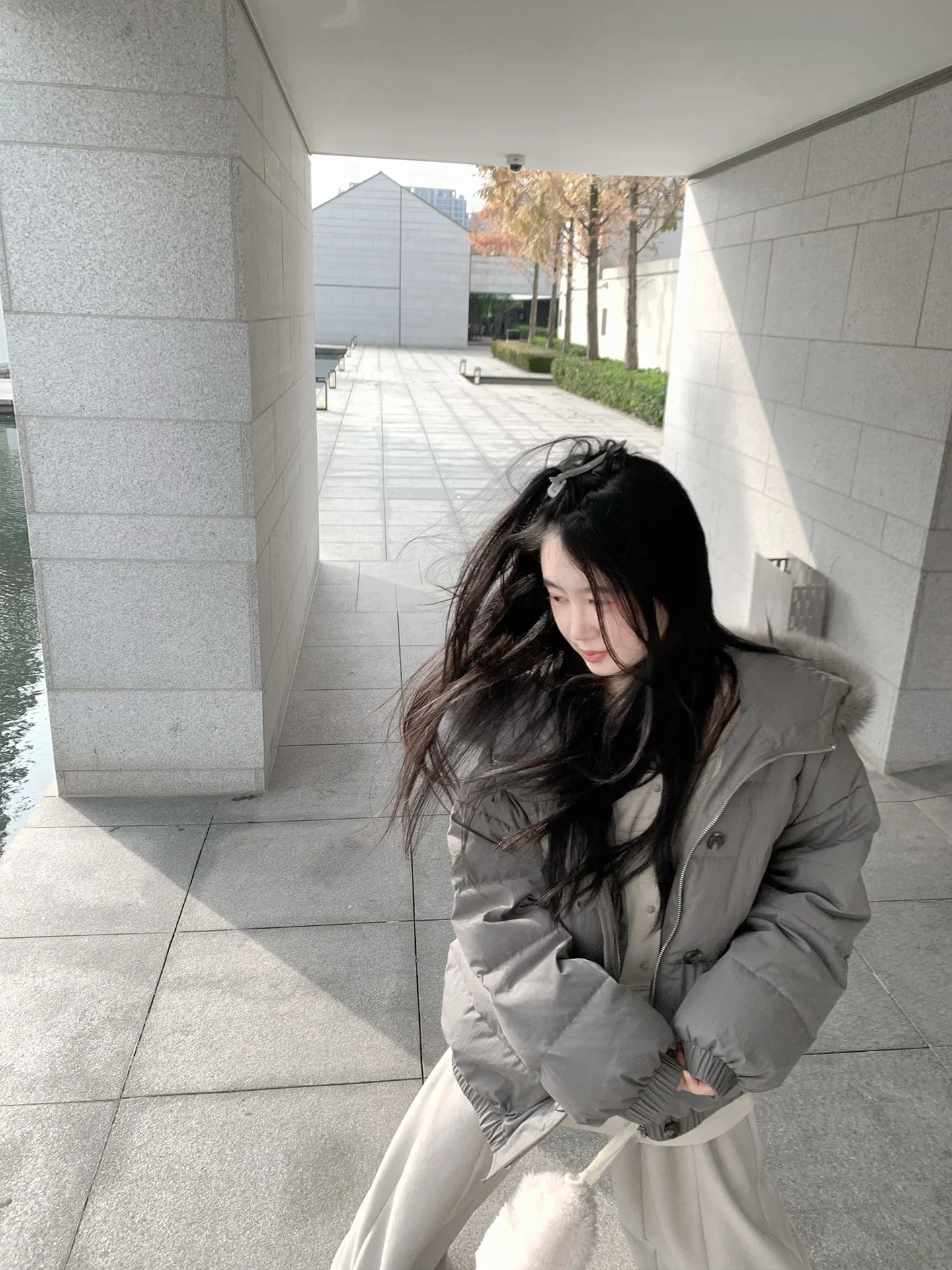 

Thiened ey Du down Puffer Jaet Women's Winter Coat Removable Fur Collar Long Sve Zipper ort Sle Warm Hat