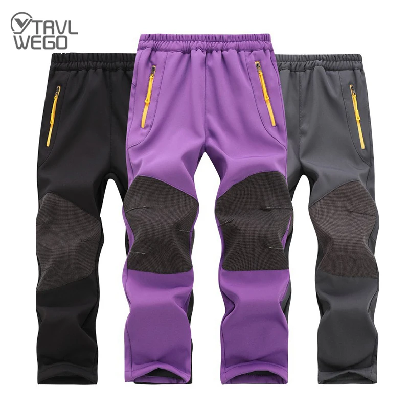 

TRVLWEGO Boys Girls Autumn Winter Warm Fleece Softshell Pants Kids Waterproof Outdoor Camping Hiking Skiing Windproof Trousers