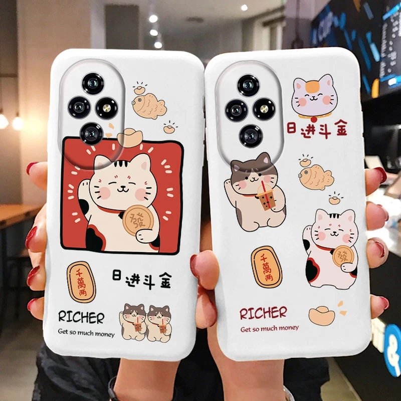 For Honor 200 Case Honor200 Phone Cover Popular Flower Lovely Cartoon Cat Soft Silicone TPU Funda For Honor 200 Protector Bumper