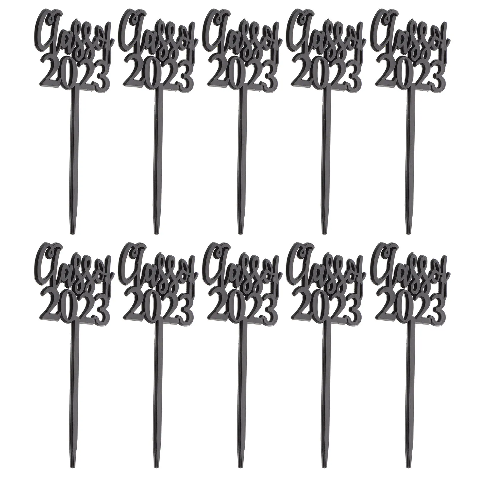 

10pcs Graduation Decorations Plastic Class of 2023 Cake Decors Cupcake Toppers Celebration Supplies