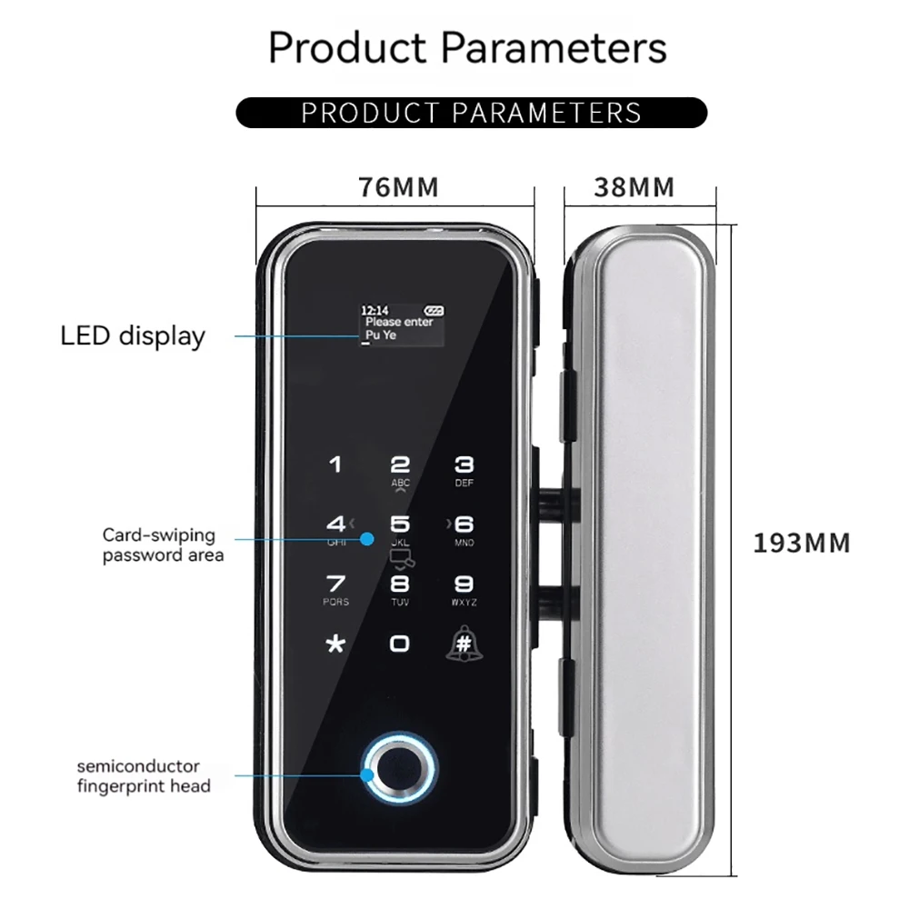 Smart Door Lock For Wooden Sliding Glass Door HAHA-Lock App Biometric Fingerprint Lock Bluetooth IC Card Electronic Digital Lock