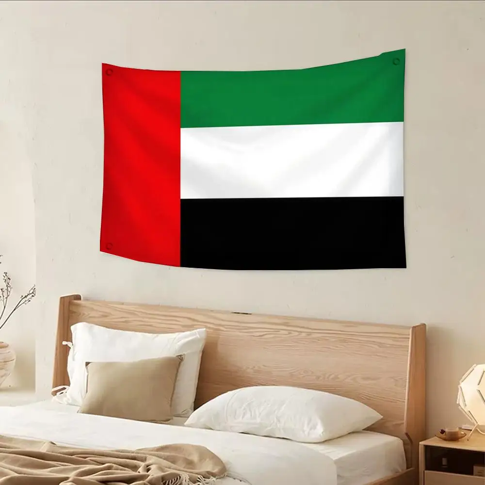 United Arab Emirates Flags Daily four rings hanging no edging for indoor use and outdoor decor easy hanging