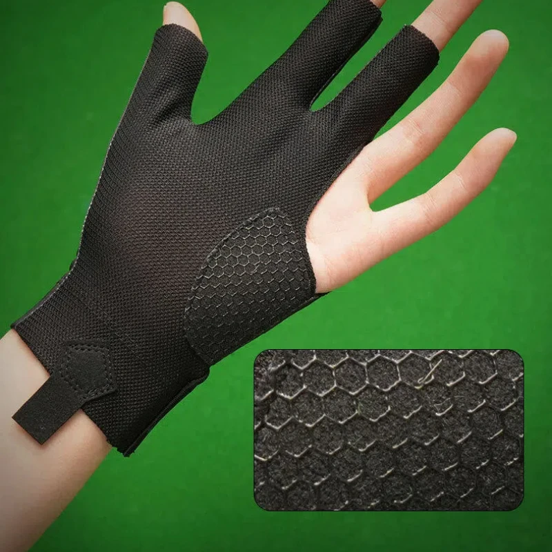Pool Player Gloves Left Hand Three Finger Snooker Billiard Glove Non Slip Sticker Elasticity Billiard Training Glove Accessories