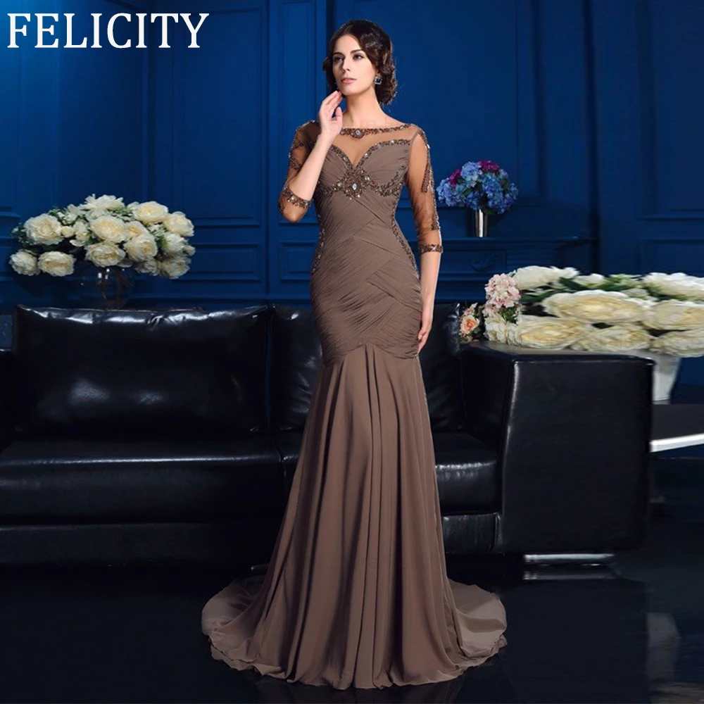 

FELICITY Gorgeous Mother of the Bride Dress 2024 Sheath Scoop Wedding Guest Dresses Appliques Beading Pleated Prom Evening Gowns