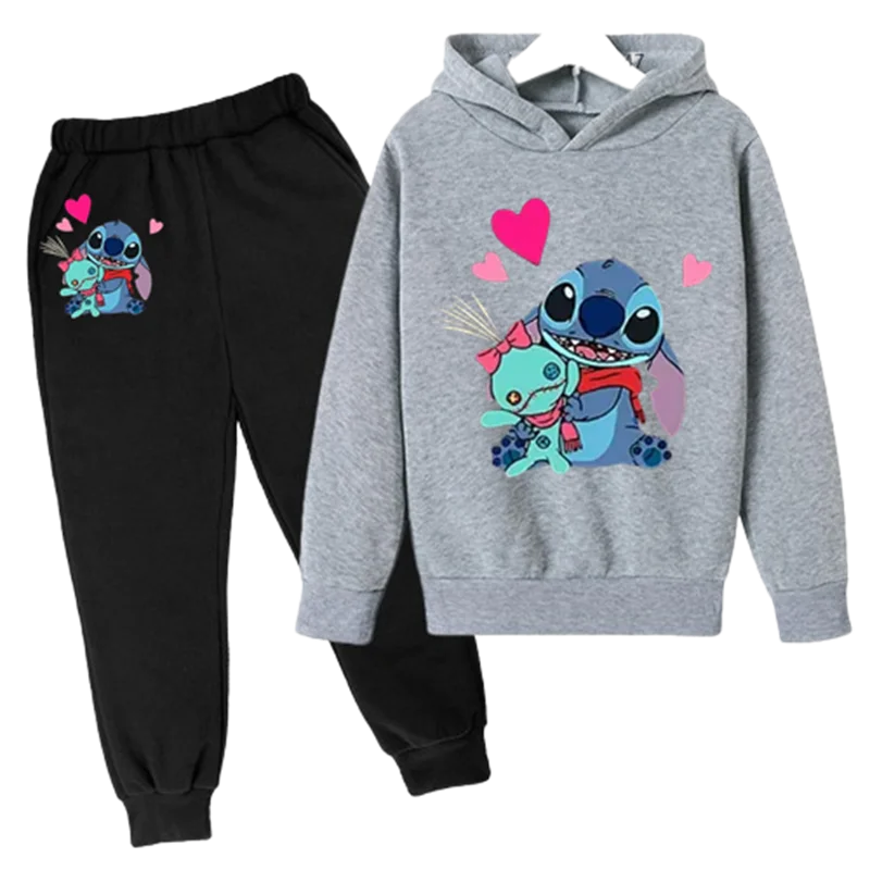 

Stitch Kids Coat Children Hoodies+Pant Sets Girls Boys 3-12 Years Anime Printing Leisure Sweatshirts Pullover Autumn Winter