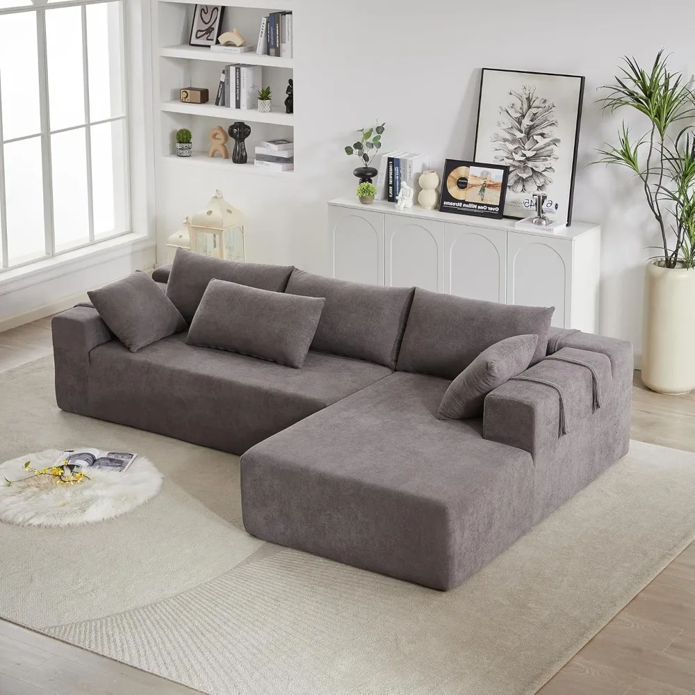 108'' L-shaped Modular Sectional Sofa, Upholstered Chenille Cloud Couch with