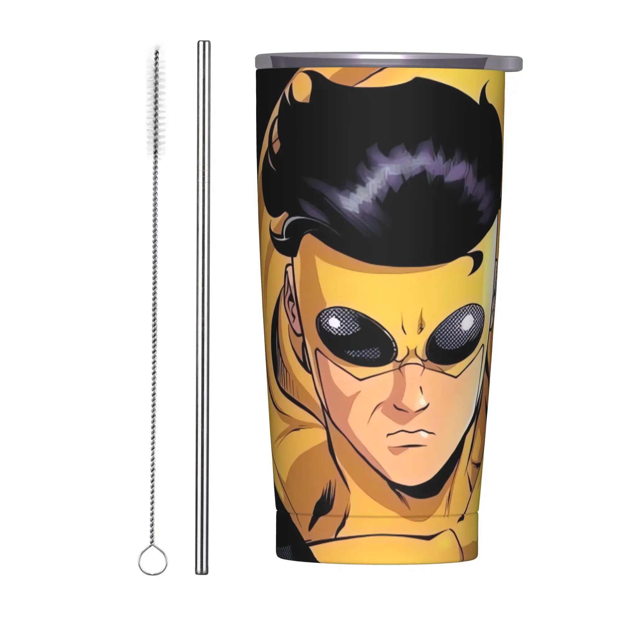 Anime Invincibles Stainless Steel Tumbler With Straws  Camping Coffee Mug Large Capacity Hot Drinks Water Bottle