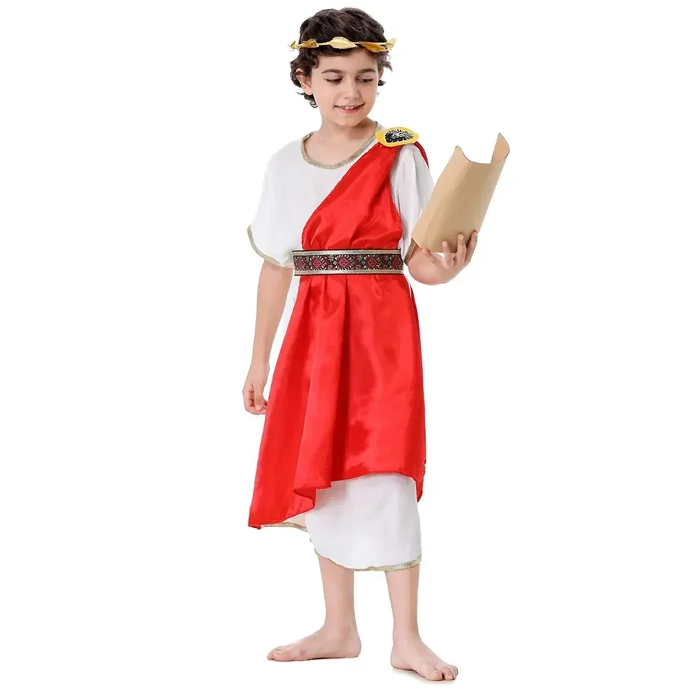 

Kids Girls Halloween Ancient Greek Toga Costume Egypt Princess One Shoulder Shawl Flowy Dress Choir Chorus Performance Costumes