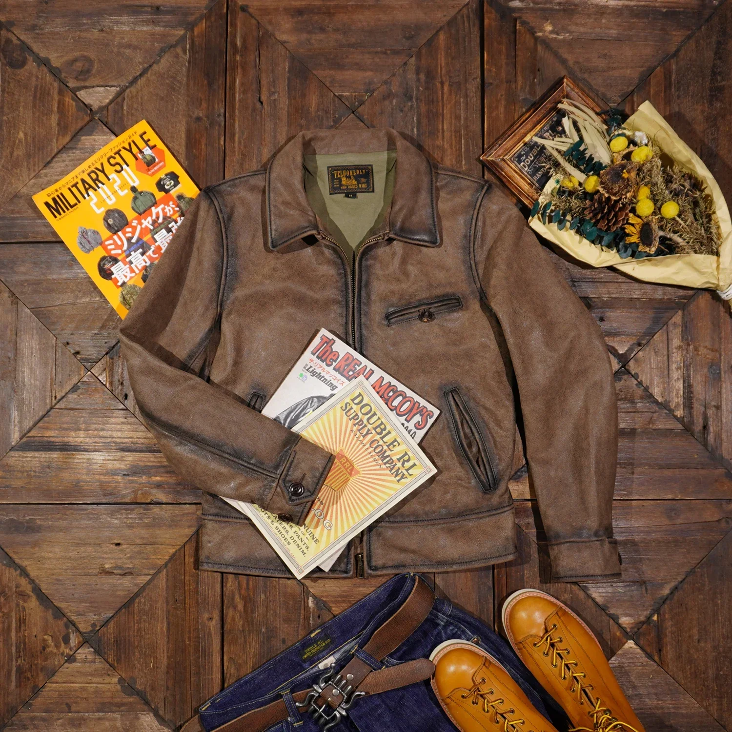 

Tailor Brando классическая мужская потертая короткая приталенная байкерская куртка из натуральной кожи в стиле ретро из натуральной кожи