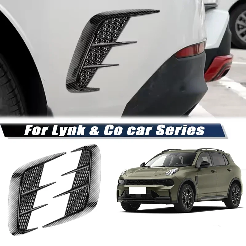 Carbon Fiber Car Fender Trim Car Sticker Shark Gills Simulation Side Intake Body Sticker Accessories For Lynk & Co Car Series