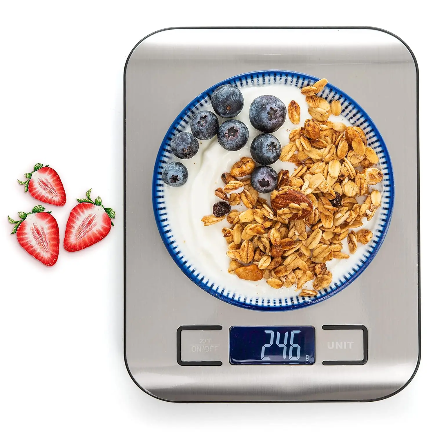 New 5kg/1g Portable Kitchen Scale Coffee Electronic Scale Stainless Steel Surface LCD Backlit Kitchen Food Scales Weighing Tool