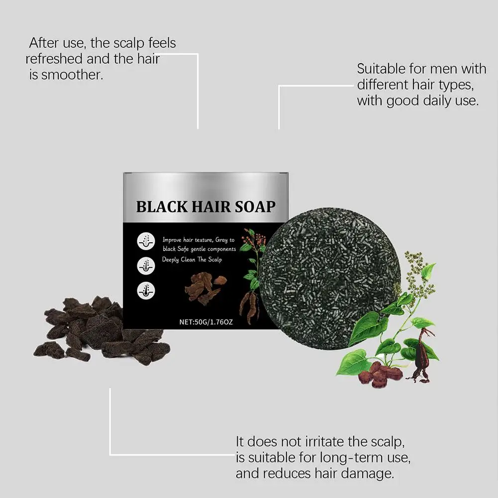 Hair Shampoo Soap Black Polygonum Multiflorum Shampoo New Shampoo Canas Bar Shampoo To Dye Hair Cover Soap Soap Gray