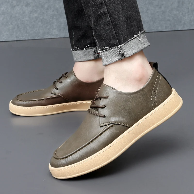 

Casual men's shoes Genuine leather quality comfortable style Leisure Business Office Outdoor street Classic Black white New