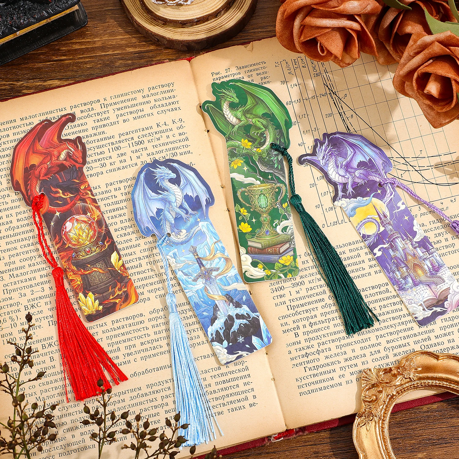 4Pcs Fantasy Dragon Leather Bo - đánh giá và giá Resin Art Bookmark