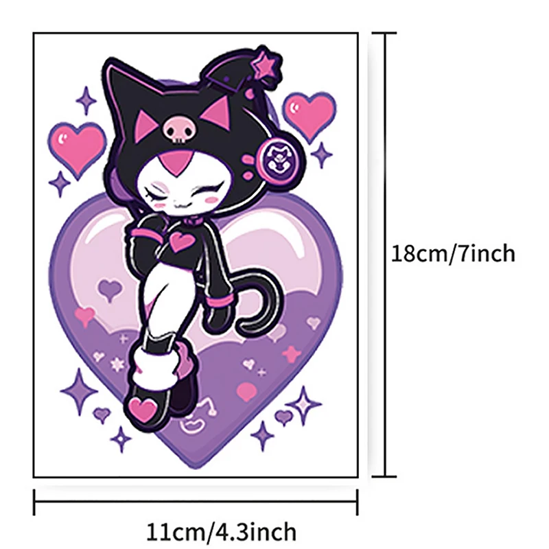 1 Sheet DIY Decoration Sanrio Various Cute Kuromi Flower Arm Waterproof And Long-lasting Tattoo Cartoon Stickers