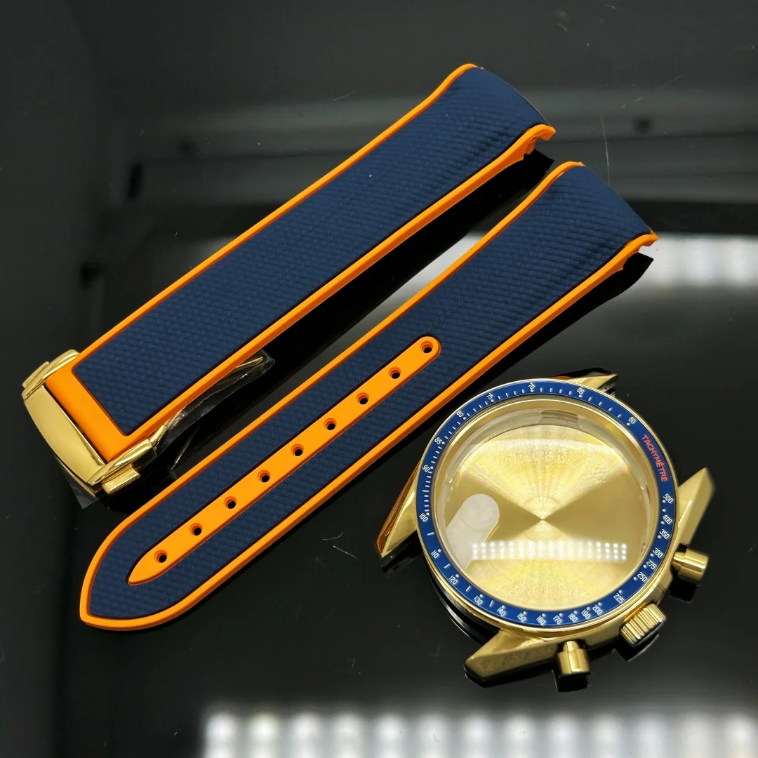 

Classic Curved End Silicone Rubber Watchband 20mm Black Blue Waterproof Deployment Strap Fit For Omg Seamaster Speedmaster Watch