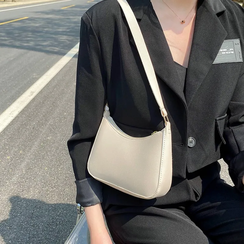 Ladies Shoulder Bags New Women Fashion Handbags Retro Solid Color PU Leather Shoulder Underarm Bag Casual Women Hobos Handbags