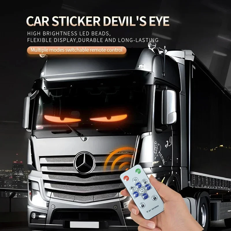 Truck Decoration Light 16 Modes Devil Eye Light Flexible Soft Screen Car Window Light Remote Control RGB Car Lamp for Car
