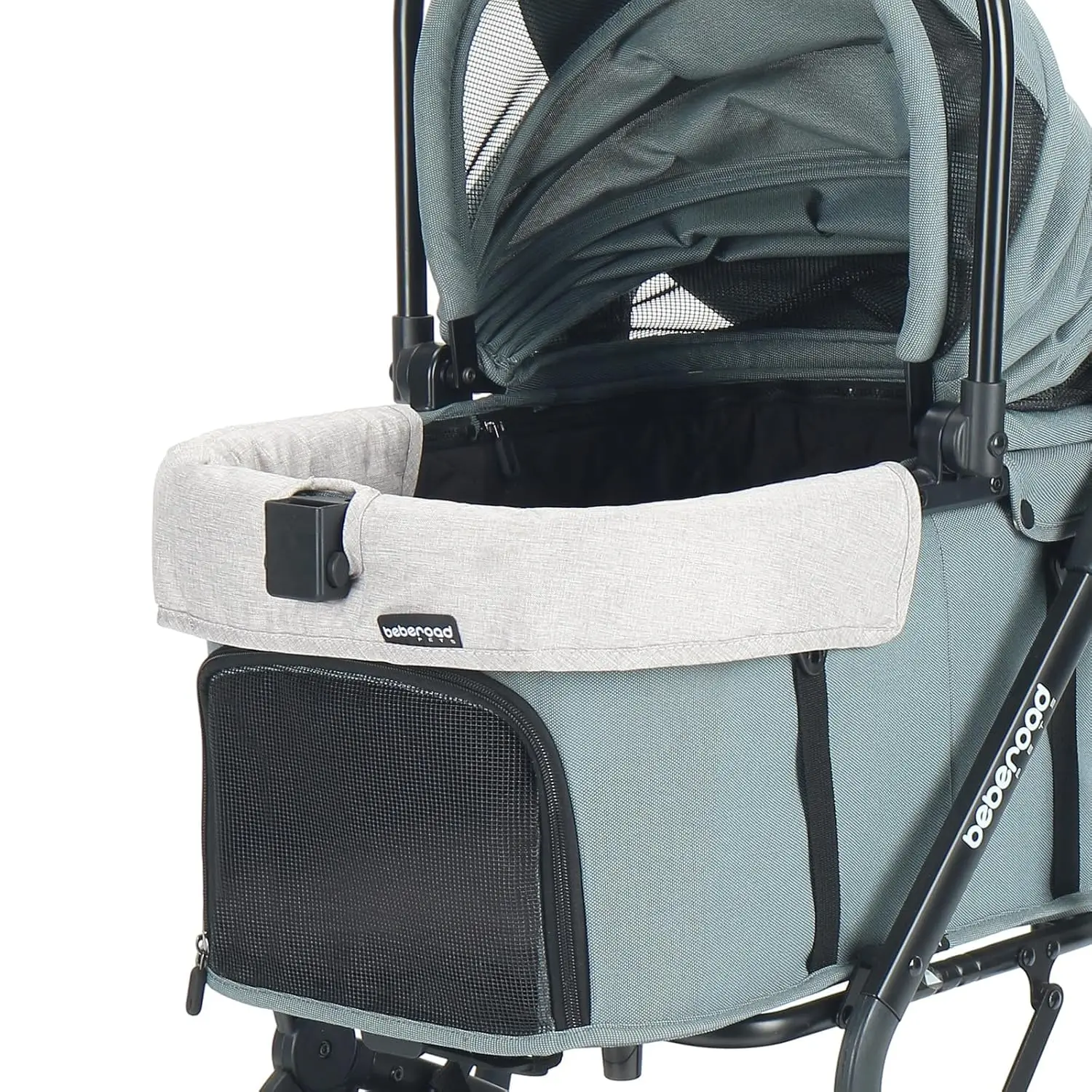 

Reversible Washable Pet Stroller Liner with Edge Guard and Clip Openings Dirt Resistant Universal Grey