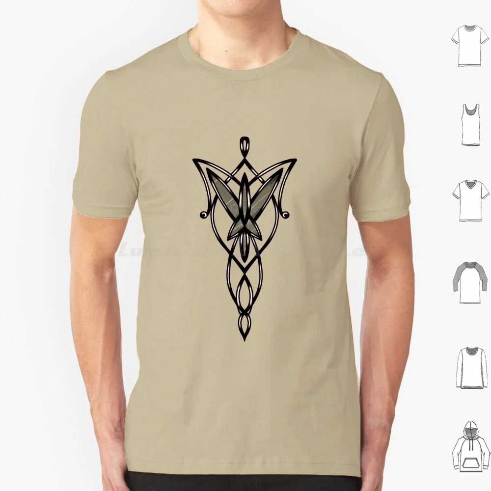 Camiseta con colgante de estrella de noche, talla grande, 100% algodón, colgante de estrella de noche, Aragorn Arwen, los dos torres, retorno del rey