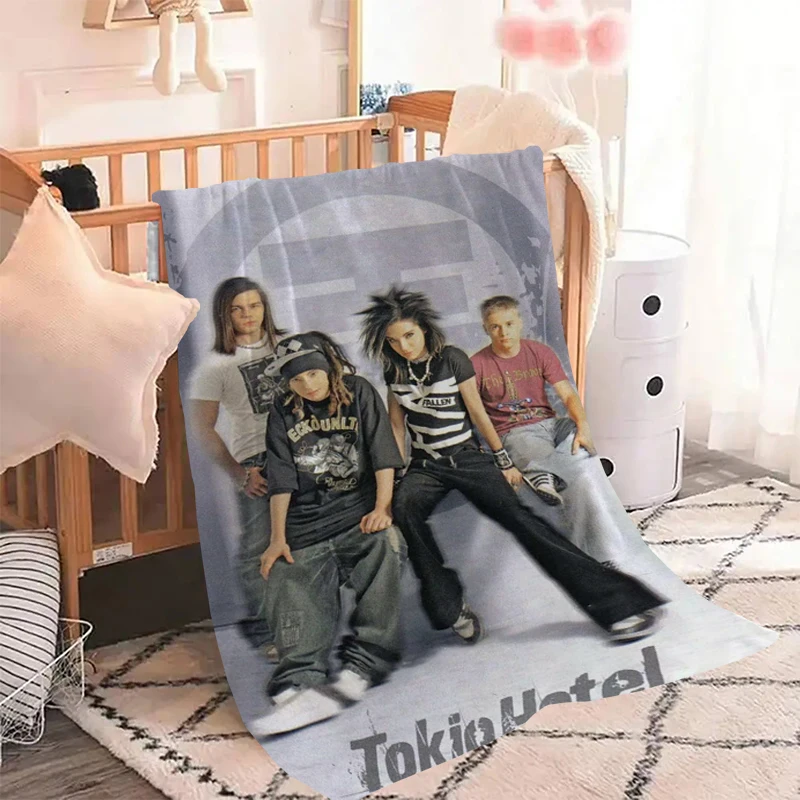 Tokio Hotel Metal Band Throw Bed Blankets for Decorative Sofa Blanket Microfiber Bedding Knee Double Fleece Fluffy Soft Nap Home