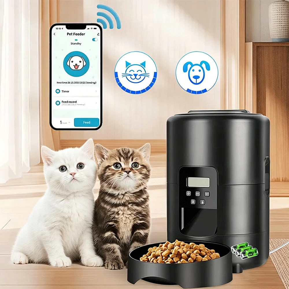 

Автоматическая кормушка для животных 2L с управлением через приложение, кнопочная версия, умный дозатор сухого корма с таймером для кошек и собак мелких и средних пород