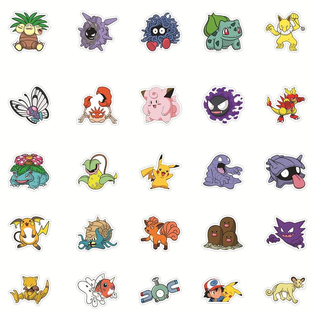 10/30/50/100PCS Anime Pokemon Stickers Cool Decals PVC Decoration DIY Suitcase Fridge Phone Skateboard Cartoon Sticker Toy Gift