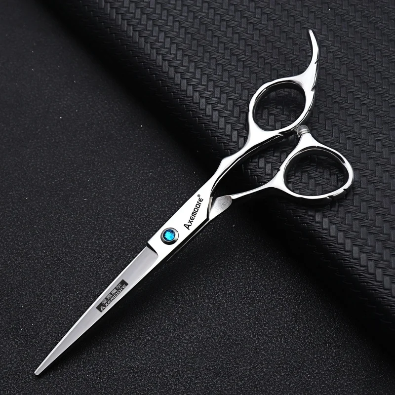 AXEMOORE silver Japan 440c 6 inch stainless steel cutting scissors professional hairdresser scissors hair scissors