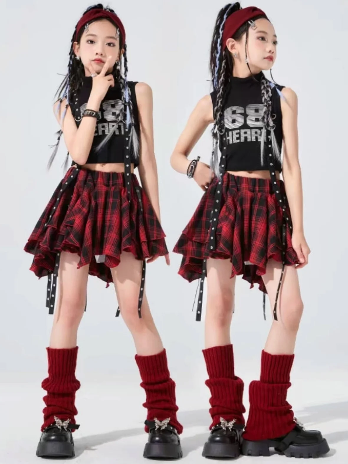 

Girls Jazz Dance Streetwear Children's Trendy Outfit Six-One Performance Hip Hop ow Costume Cotton Traditional Stage Costume