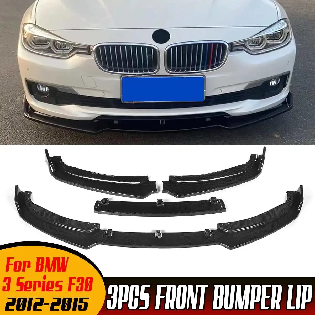 

3x Car Front Bumper Lip Diffuser Splitter Spoiler Protector Guard For BMW 3 Series F30 F35 2012-2015 Exterior Part Tunning Part