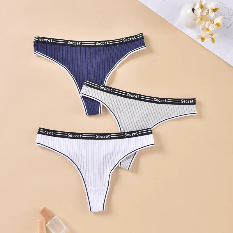 3PCS Gift Comfortable Breathable Thongs Home Unmarked Soft Women's Thongs High Elastic Women's Panties Sexy Women's Underwear