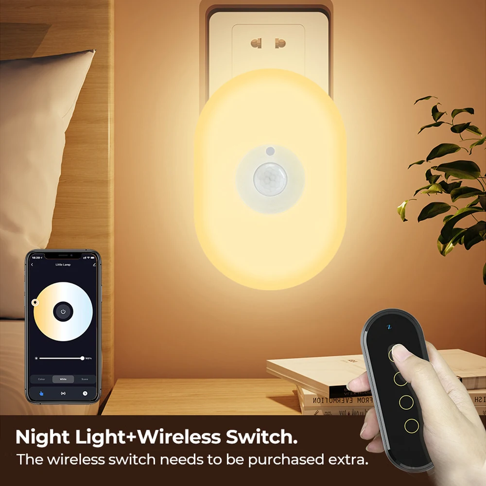 PIR Motion Sensor Light EU/US/UK Plug In Wall Lamp Warm White RGB Timer Light App Voice Control Tuya WiFi Smart Led Night Light