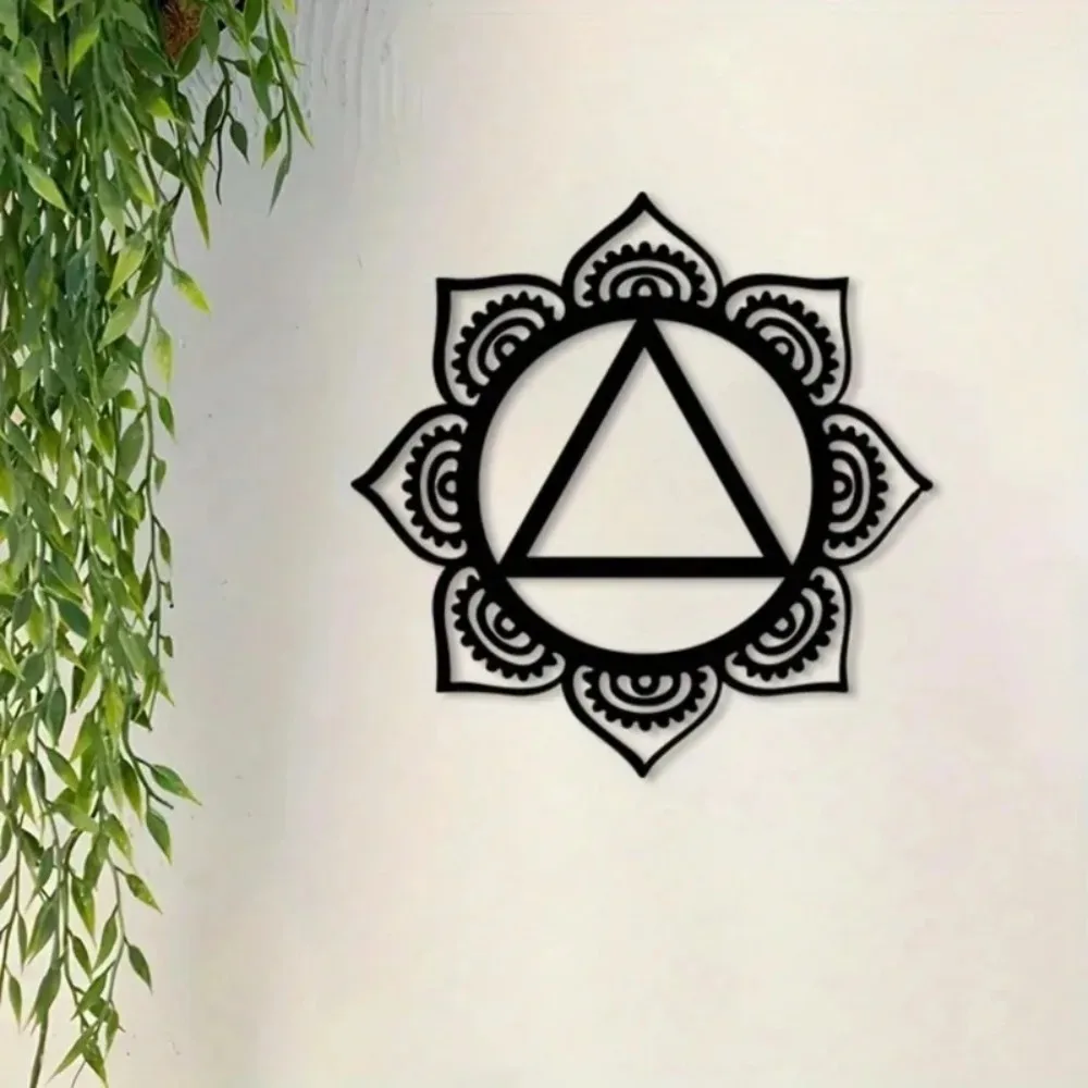 Vitality Symbol Black Metal Mandala Triangle Wall Art Durable Meditation Gift