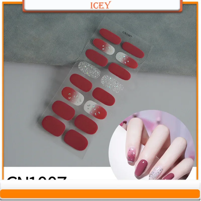 Icey Beauty Geen Bak Gel Nagelsticker Bronzing Laser Gel Nagelsticker Herfst en Winter Geleidelijke Verandering Gel Nagelsticker Sieraden