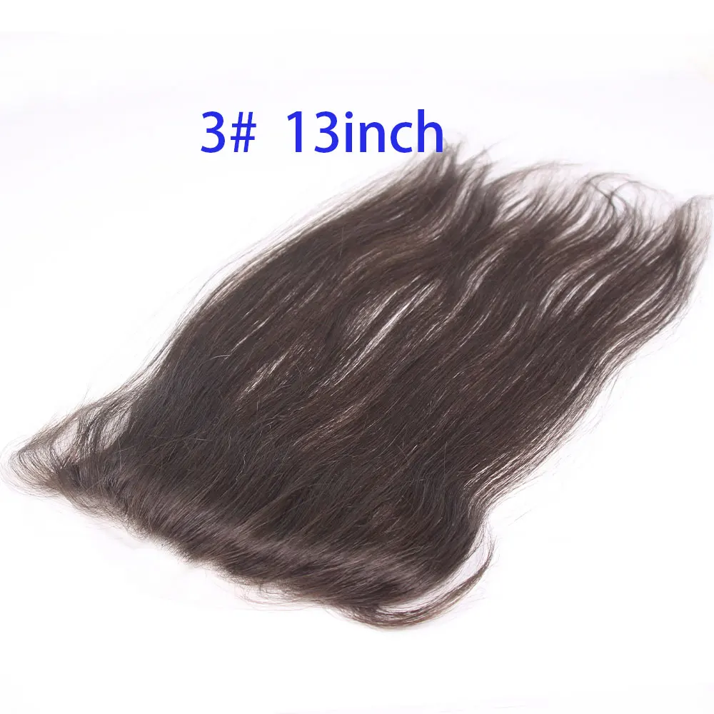 Parrucchino unisex con nastro adesivo - Sostituzione base biologica sottile in PU per capelli umani lisci a forma di V (2x16 cm 13 pollici)