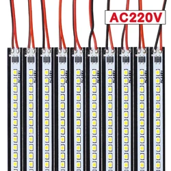 Barra de luz LED rígida para debajo del armario, lámpara SMD2835 de 20/30/50cm, AC220V, 144LED/m, perfil de aluminio, tubo de luz