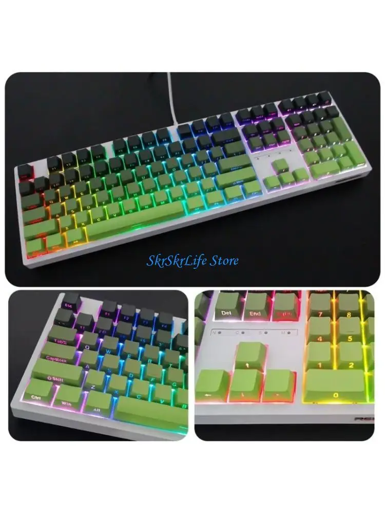 

E65E 133 PBT Backlit Keycaps Gradients Green Keycaps Set Keycaps Double Shot OEM