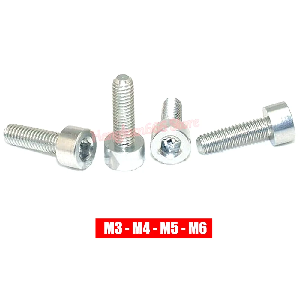 M3 M4 M5 M6 Silver Aluminum Alloy Hex Socket Head Cap Screw Anodized Aluminium Allen Bolts Machine Screws DIN 912