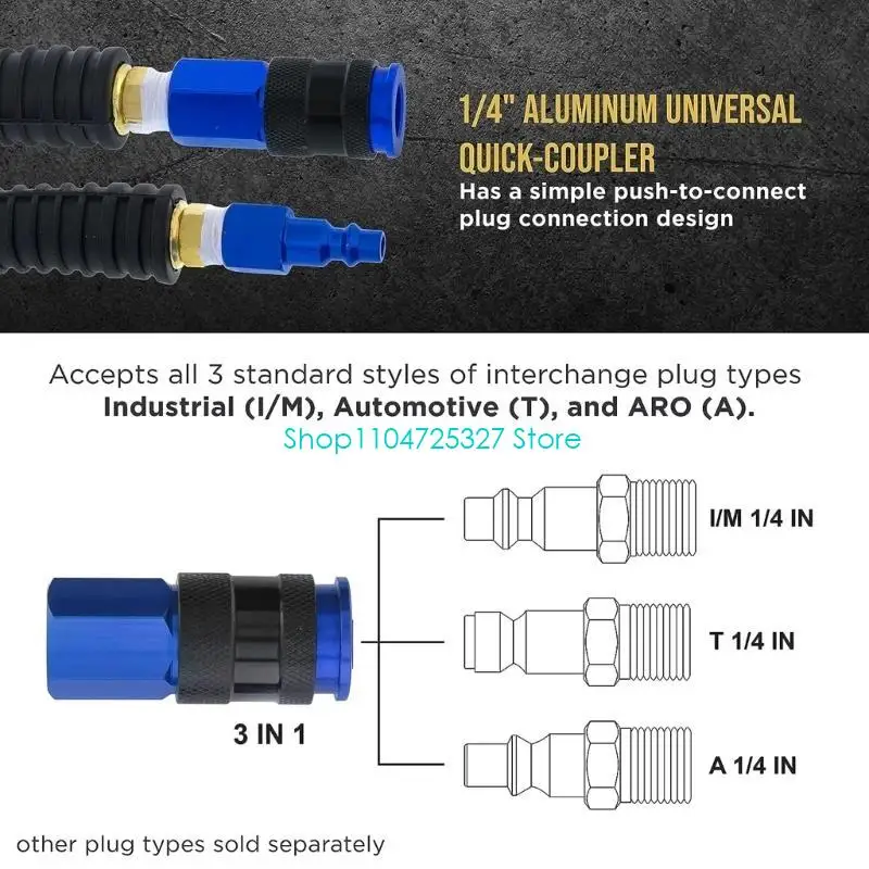 D8KF 1/4in Recoil Air Hose with Bend Restrictors & 1/4