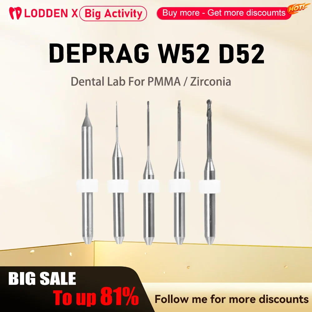 

DEPRAG W52 D52 Dental Milling Burs Diamond Bur Dental Lab Grinding Coating D4 CAD CAM Milling Drills For Zirconia PMMA DC