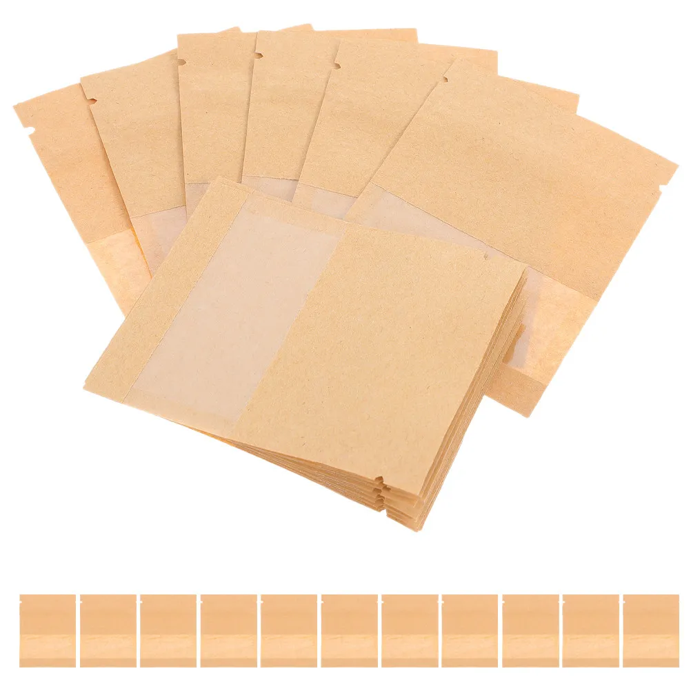 

100Pcs Kraft Paper Seed Envelopes Small Sealable Bags Transparent Window Seed Storage for Flower Vegetable Organizer
