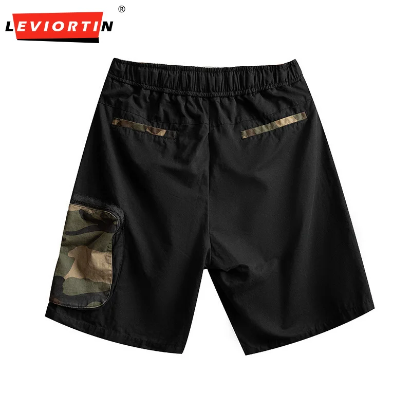 Hip Hop Herren Camo Shorts Hosen Sommer Multi Pocket Camouflage Patchwork Retro High Street männlich weites Bein Fünf-Punkt-Cargo hose