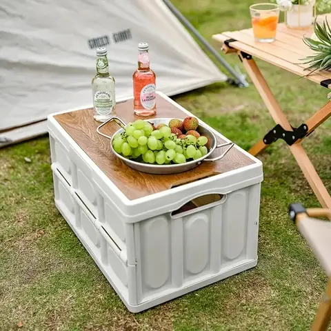 15L/35L/55L Portable Outdoors Storage Box Foldable Camping Box with Handle Large Capacity Foldable Box Multifunctional Table