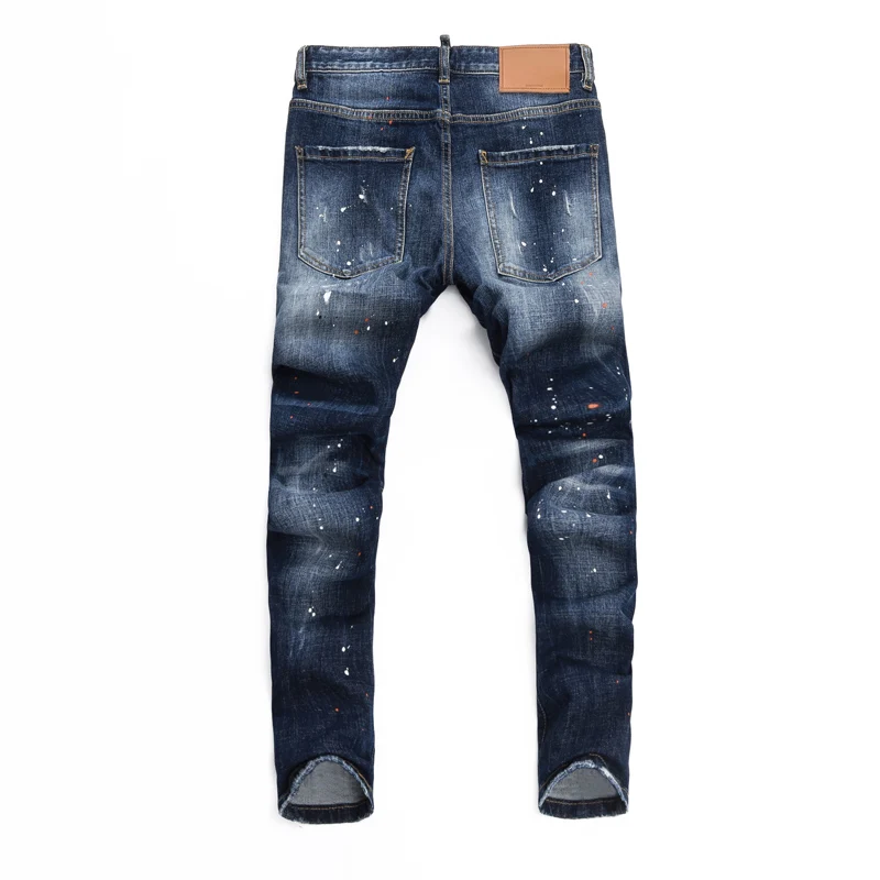 Street Designer Fashion Men Jeans High Quality Retro Blue Stretch Slim Fit Ripped Jeans Men Brand Hip Hop Vintage Denim Pants