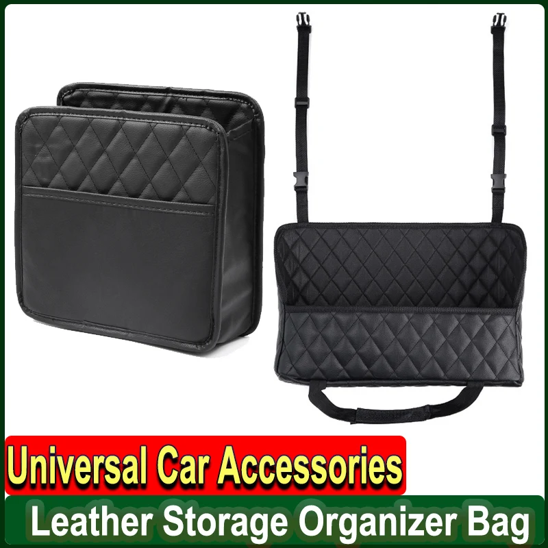 Universal Auto Lagerung Organizer Tasche Zwischen Sitze Aufhänger Lagerung Box Leder Mülleimer Mülleimer Telefon Tasche Auto Zubehör