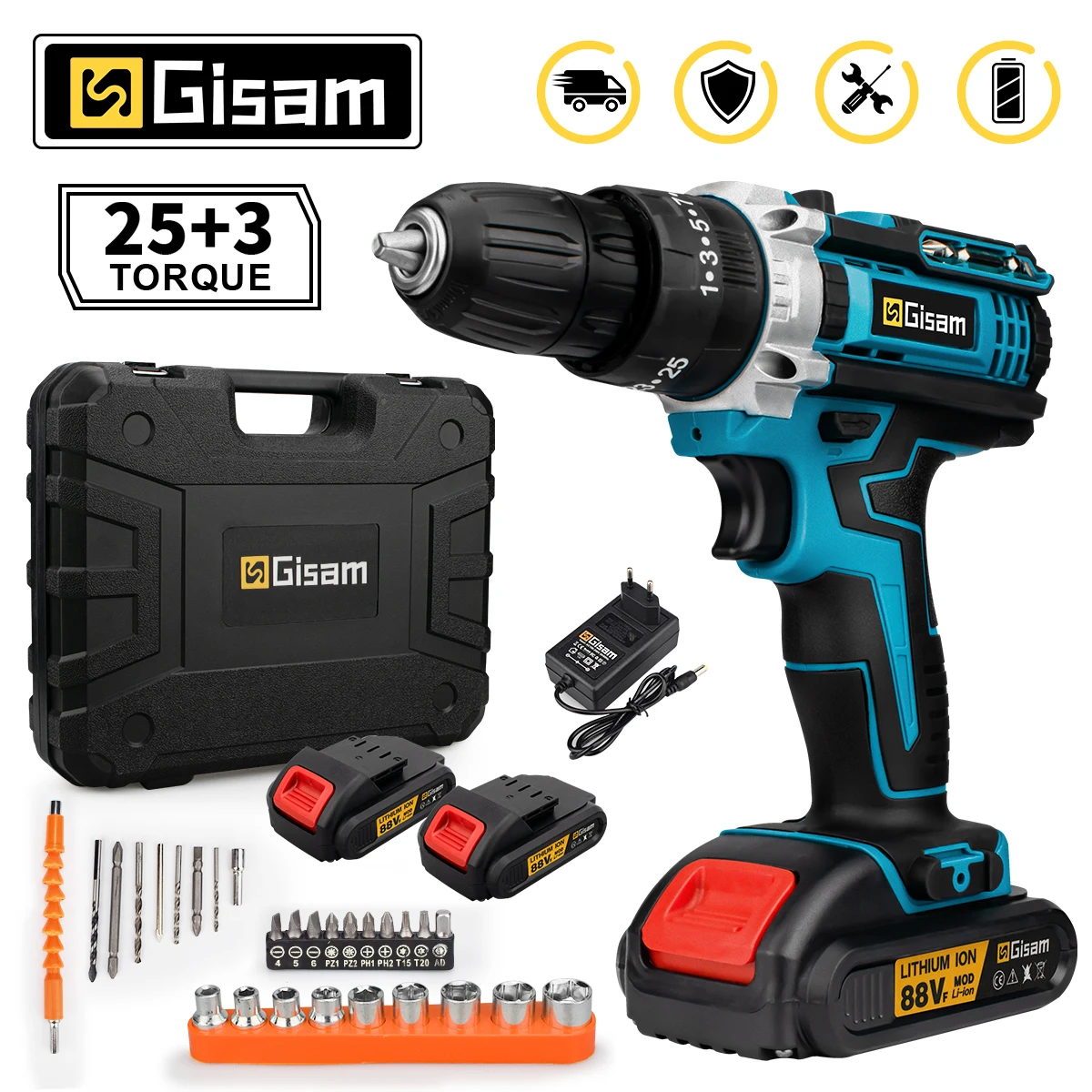 

21V Cordless Drill Electric Screwdriver Electric Impact Drill Mini Wireless Power Driver DC Lithium-Ion Battery Power Tools