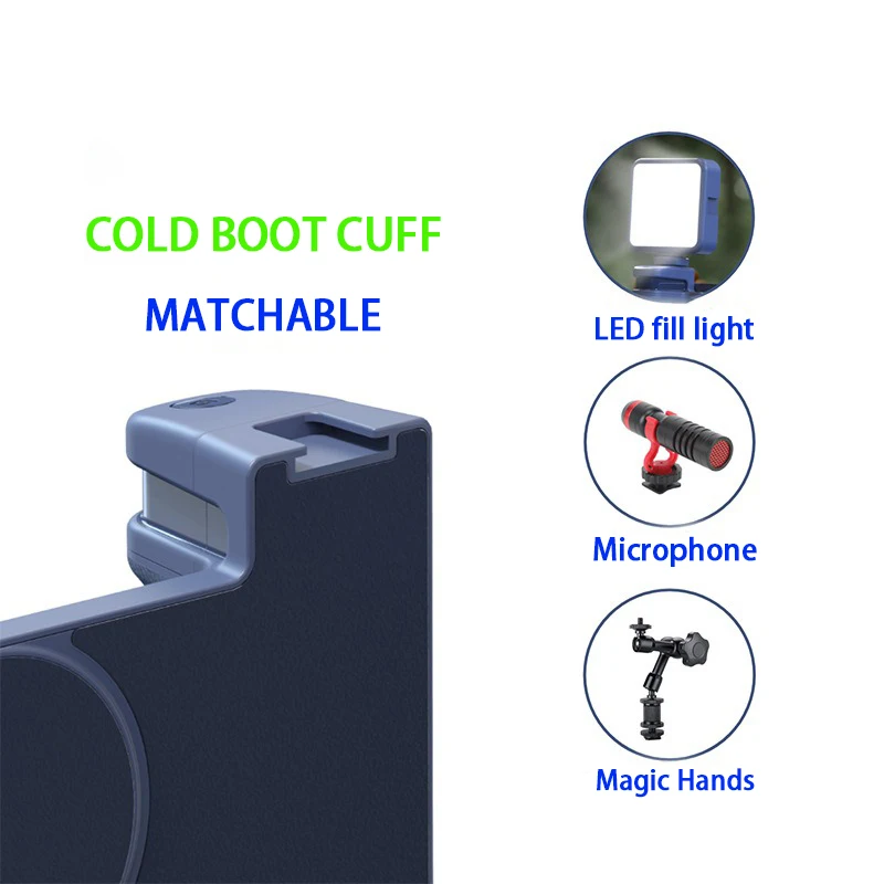 Magnetic Camera Handle Bluetooth Bracket Phone Camera Grip Holder Stand with 1/4 Screw Cold Shoe Wireless Remote Control