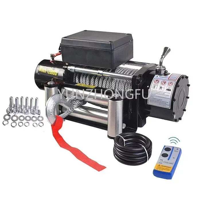 Electric Recovery Winch 12v 13000lb Heavy Duty 4x4 Frosted Winch