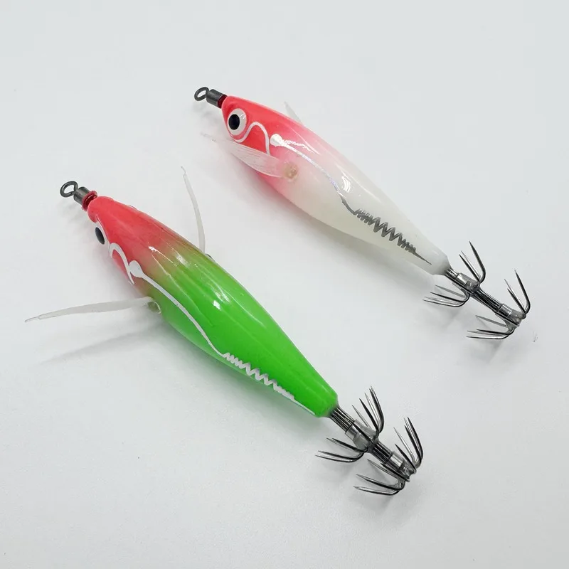 1pc 6g 80mm Luminous Shrimp Squid Jigs Sea Fishing Lure Set Artificial Cuttlefish Octopus Winter Fishing