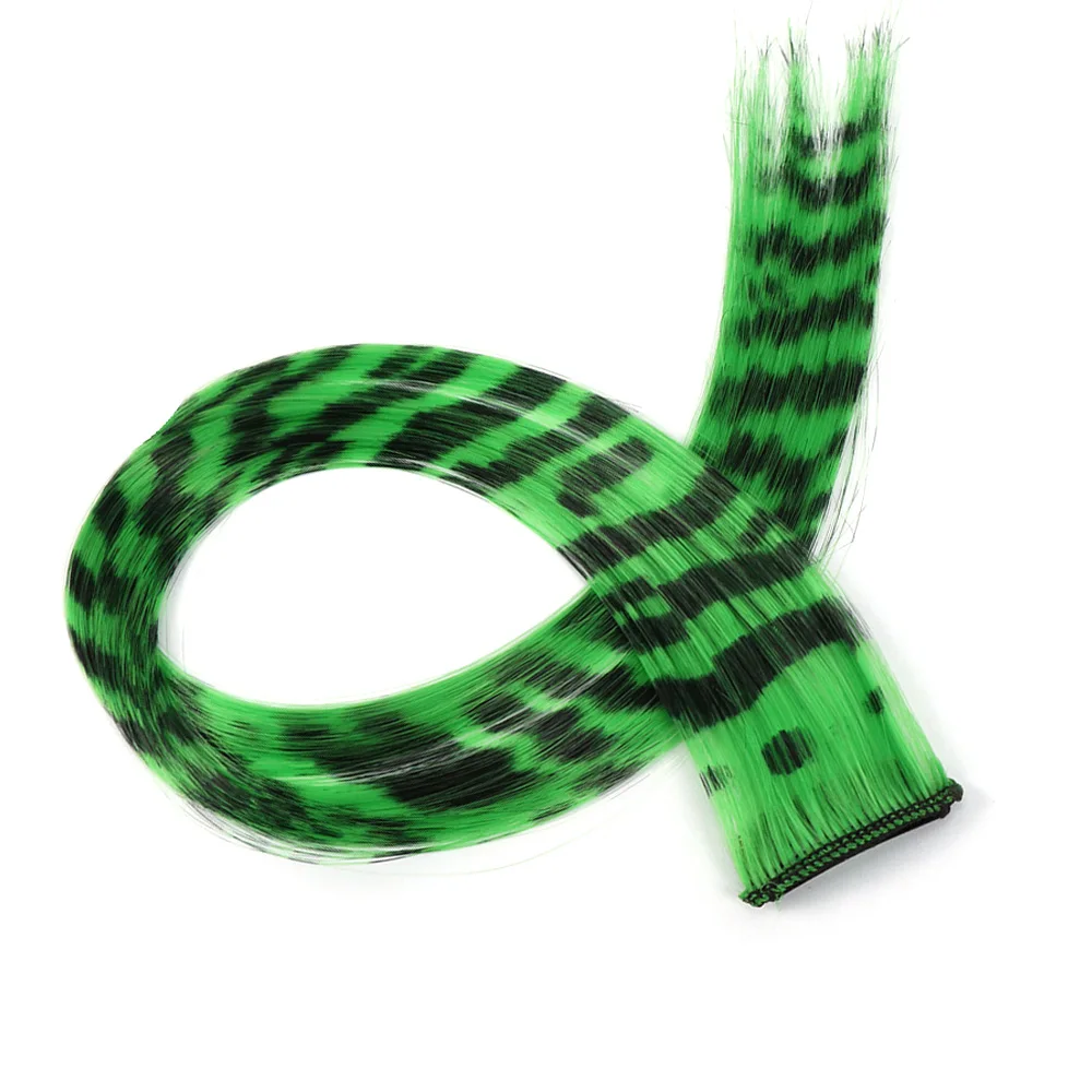 Stripe Printed Clip in Hair Extensions Colorful Synthetic Hair Highlights Straight 18 Inches Wig Hairpieces for Daily Use Party